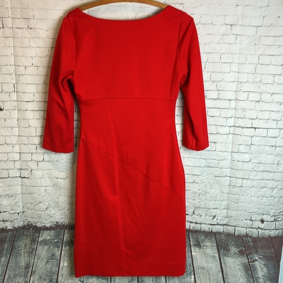 DIANE VON FURSTENBURG DVF Bevin 3/4 Sleeve Dress Cherry Red 8 Old Money Office - Picture 13 of 16